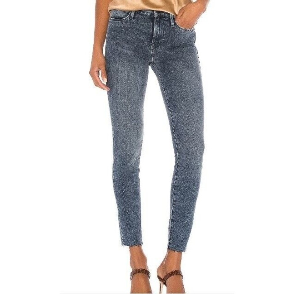 Frame Le High Skinny Raw Hem Stretch Blue Stone Wash Mid-Rise Women's Size 27